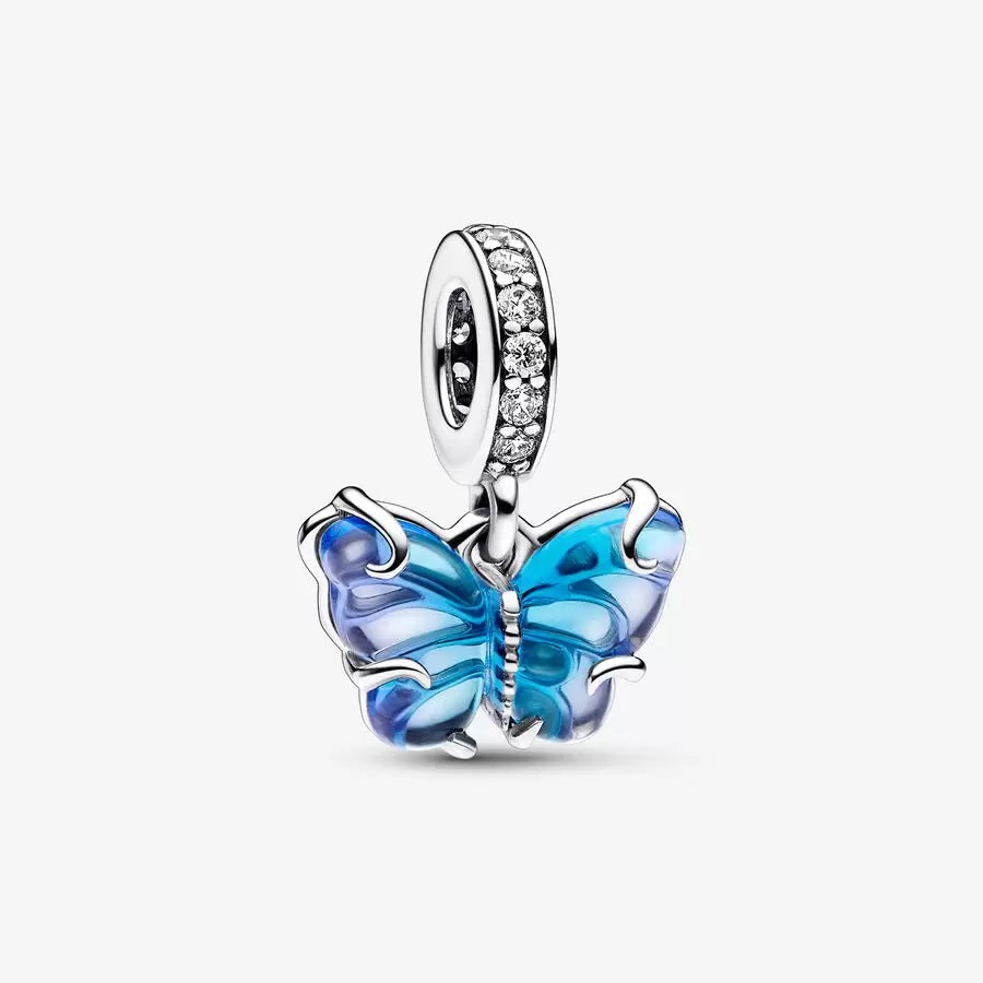 Blauer Murano-Glas Schmetterling Charm-Anhänger