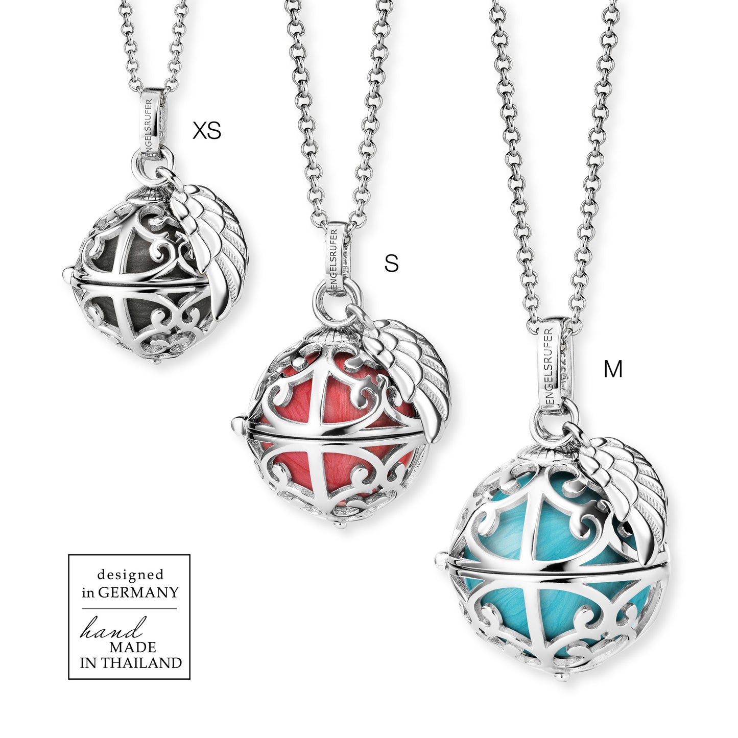 ANHÄNGER SILBER MIT FLÜGEL UND KLANGKUGEL IN ROSÉ