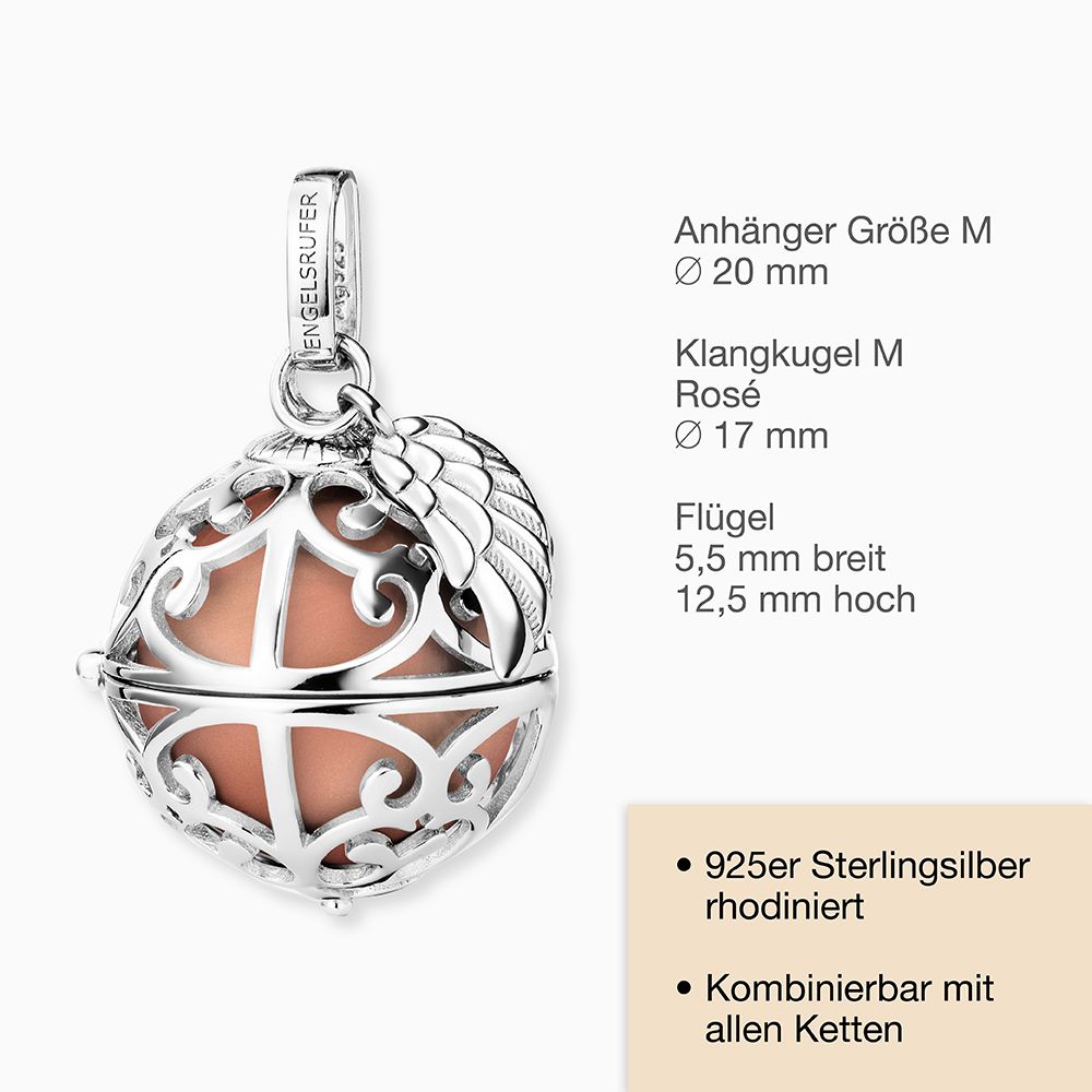 KKETTE SILBER MIT FLÜGEL ANHÄNGER UND KLANGKUGEL XS IN PERLMUTTFARBEN IN WEISS