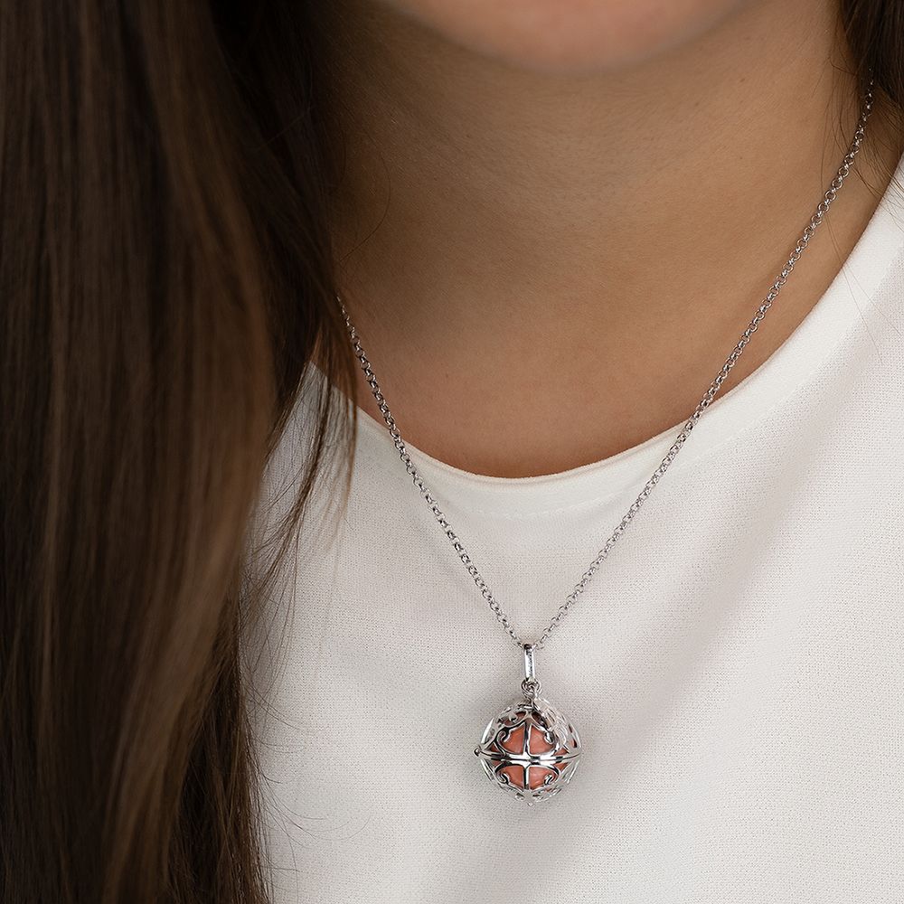 ANHÄNGER SILBER MIT FLÜGEL UND KLANGKUGEL XS IN ROSÉ