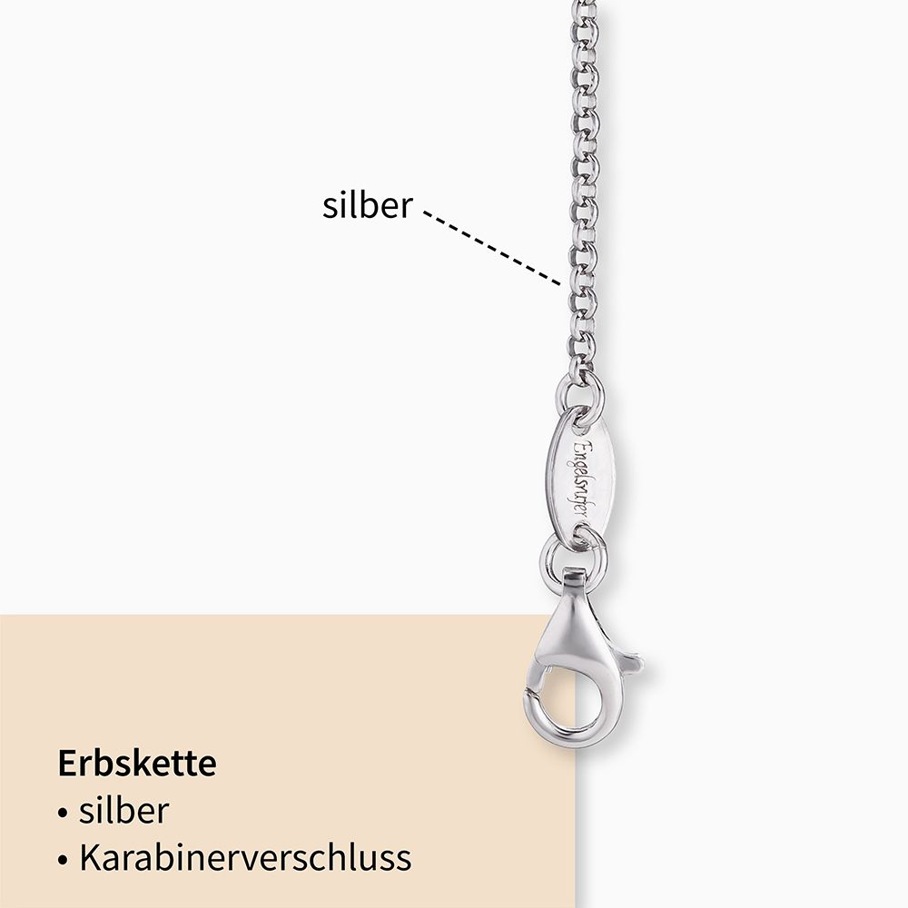 KETTE SILBER MIT FLÜGEL ANHÄNGER UND KLANGKUGEL IN PERLMUTTFARBEN IN GRAU